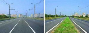 На каком рисунке изображена дорога с разделительной полосой?