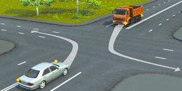 Водитель какого автомобиля, поворачивая налево, не нарушает Правила?