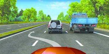Разрешено ли Вам, управляя грузовым автомобилем, совершить опережение в данной ситуации?