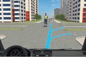 Движение при вытянутой правой руке со стороны груди регулировщика