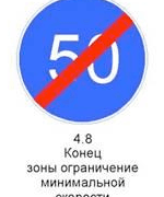 Знак 4.8 «Конец зоны ограничения минимальной скорости»