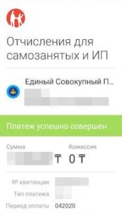 Чек уплаты ЕСП из мобильного приложения Капи КЗ