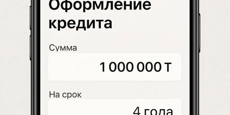 Интерфейс Kaspi.kz при оформлении кредита онлайн
