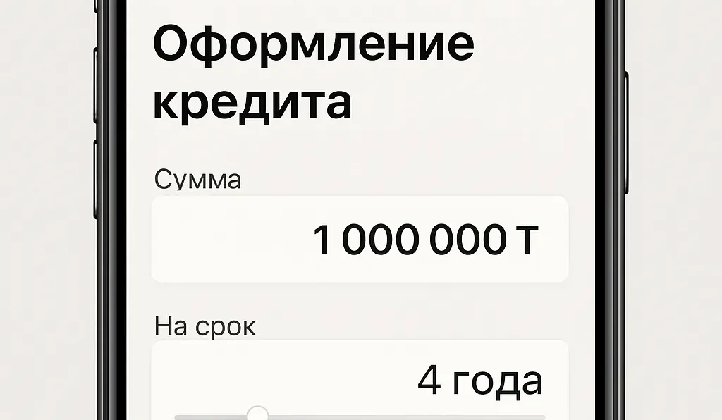 Интерфейс Kaspi.kz при оформлении кредита онлайн