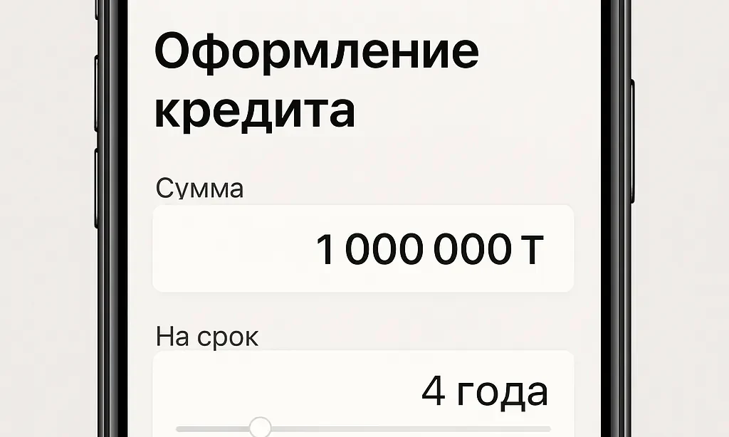 Интерфейс Kaspi.kz при оформлении кредита онлайн