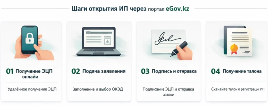 Как открыть ИП через eGov.kz: пошаговая инструкция 2026 года